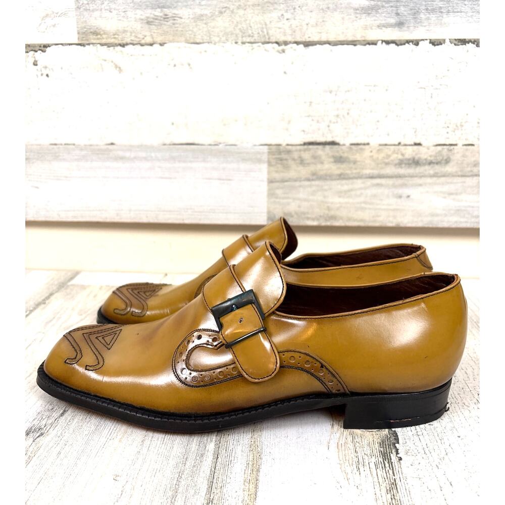 El Condor 8.5 Yellow Gold Leather Loafers Vintage Western Rustic Spanish